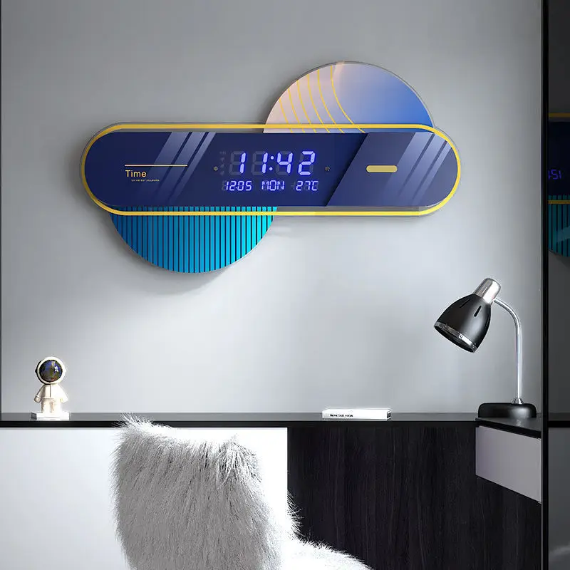 

New electronic clock decoration clock wall clock living room home fashion light luxury modern minimalist clock wall
