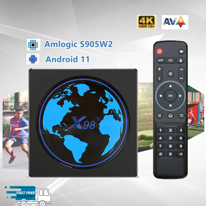 

X98mini Amlogic S905W2 TV Box Android 11 4G 64GB X98 mini Support AV1 Wifi BT Youtube Media Player 4k Set ship from france