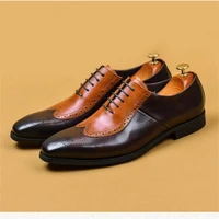 new oxford shoes men shoes pu color matching temperament classic fashion business casual daily brogue lace up dress shoes cp254