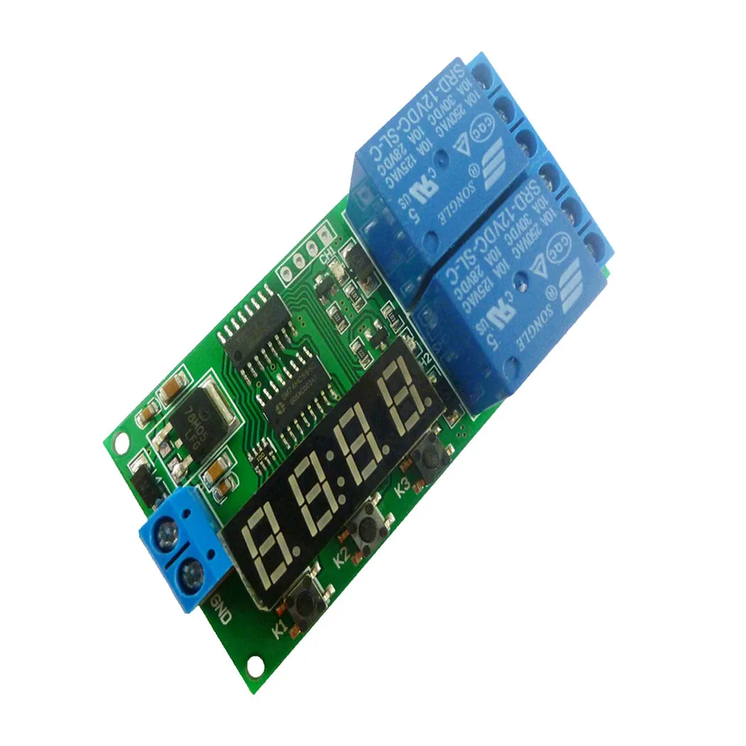 

DC 12V 2 CH Multifunction Delay Timer Module Delay Relay Controller Motor Reverse Cycle Loop Timers Interlock Switch Board