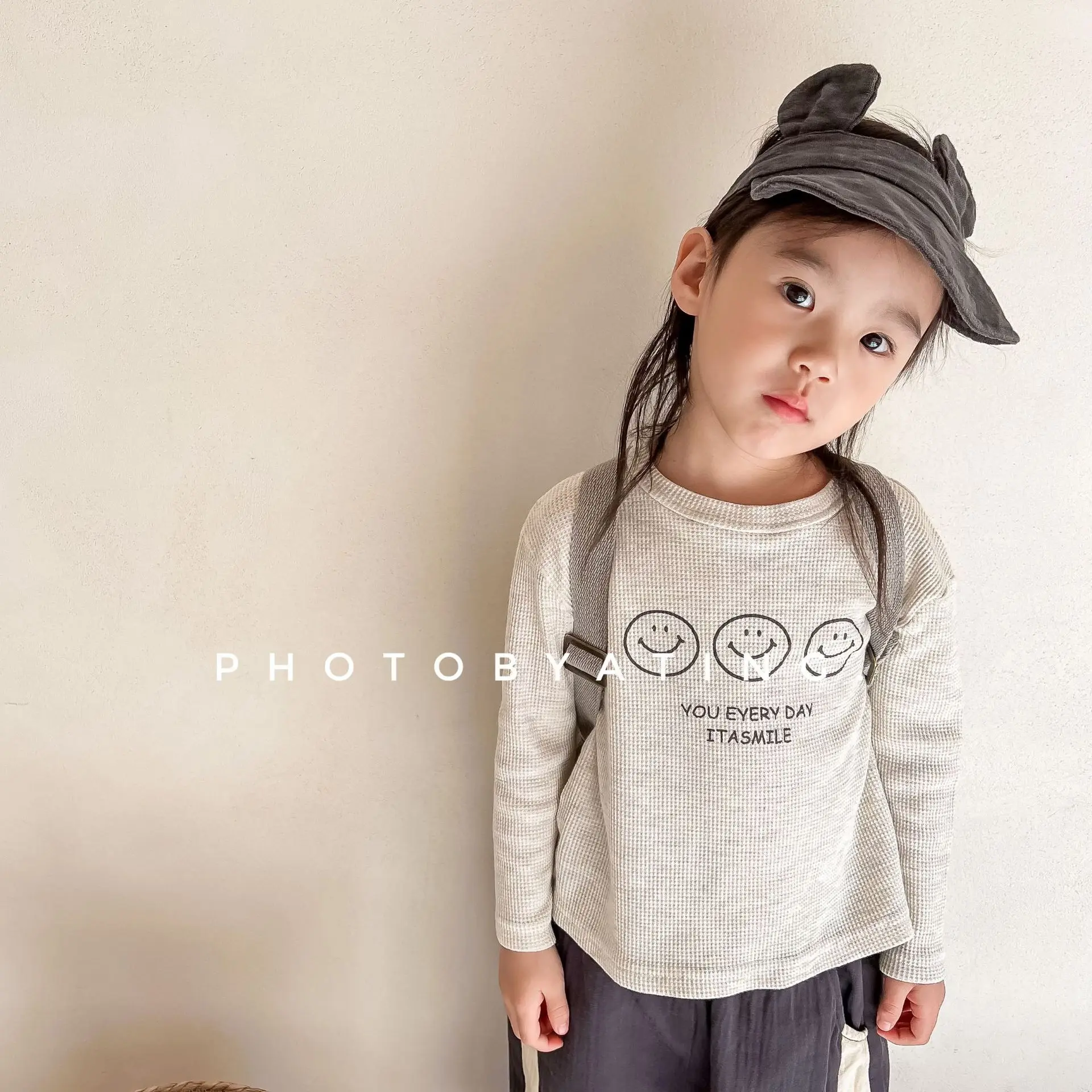 Children Long Sleeve T Shirt New Cartoon Smiley Letter Printed Girls Loose Pullover Kids Boys Cotton Casual Bottoming Tops