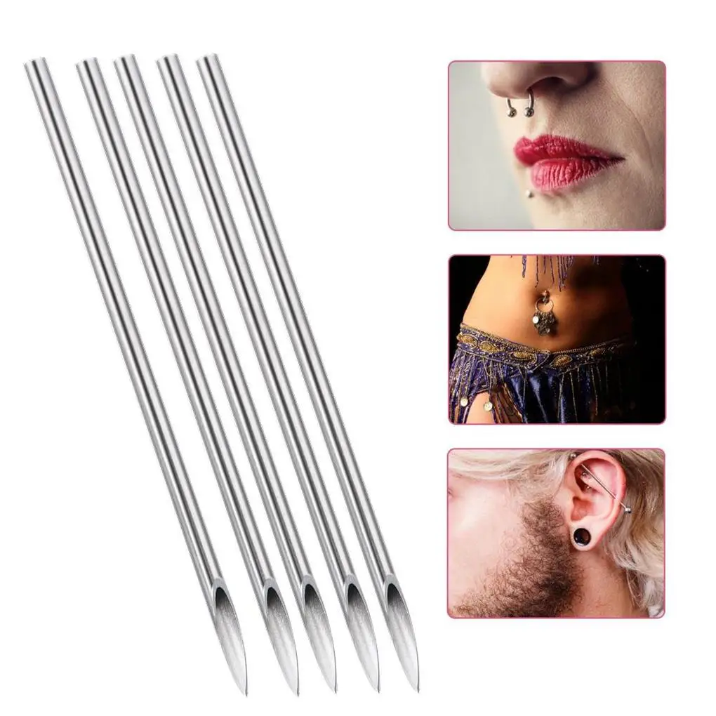

100PCS Piercing Needles Sterile Disposable Tattoo Piercing Needles for Nose Ear Lip (15G)