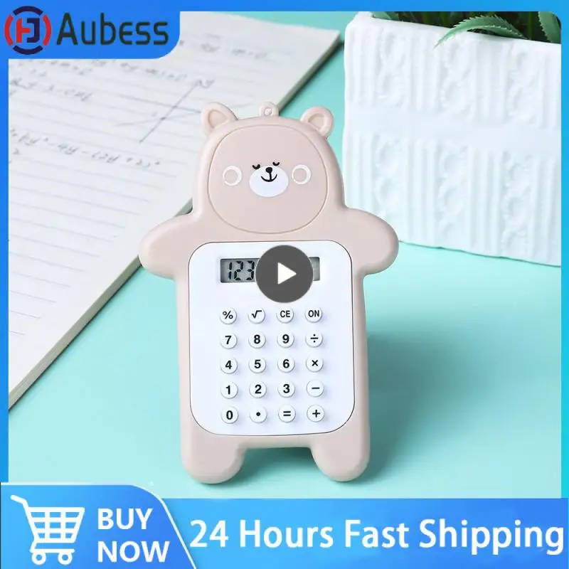 

Student Counter Bear Shape Cute Creative Calculator Easy To Carry Hangable Accounting Tool For School Students Battery Powered