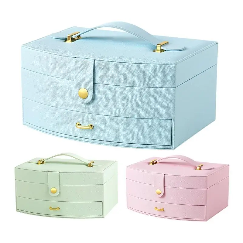 

Hair Accessories Storage Box Portable Double-Layer Organizer For Bows Headbands Jewelry Holder Makeup Storage Container