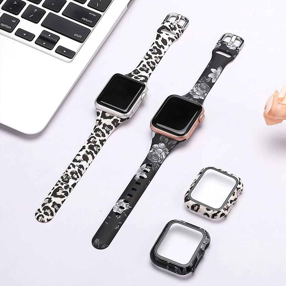 

Ремешок силиконовый для Apple watch band 44 мм 40 мм 45 мм 41 мм 42 мм 38 мм 44 45 мм, браслет с принтом для наручных часов iWatch Series 7 6 5 4 3 se