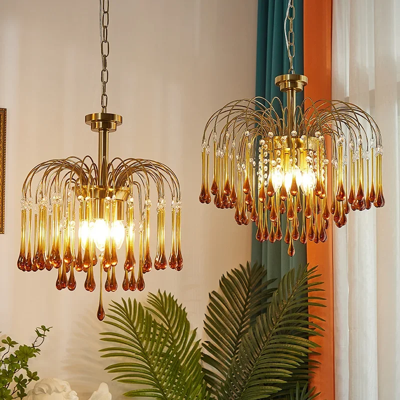 Французский Ретро Романтический Ресторан Каплевидная Люстра Гостиная Подставка