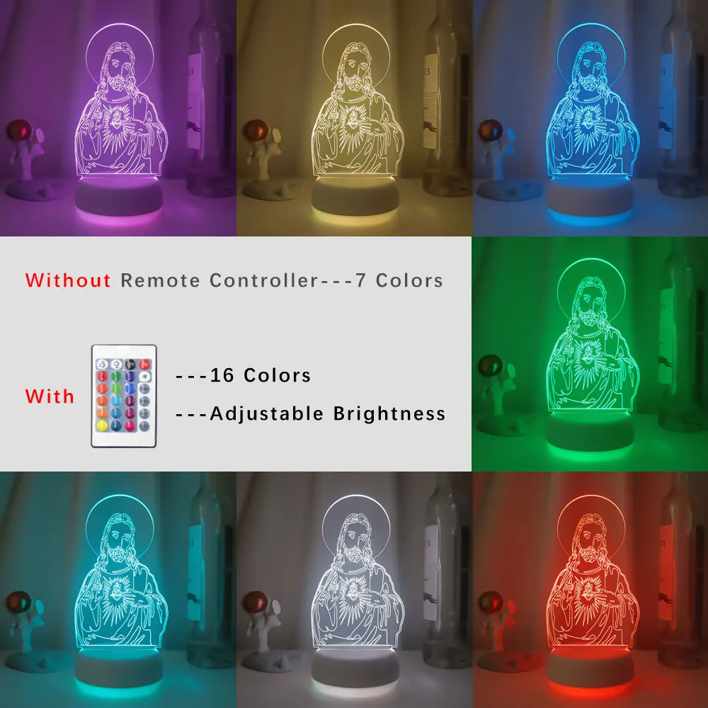 3D Светодиодная лампа с изобрасветодиодный ением Иисуса Христа детский