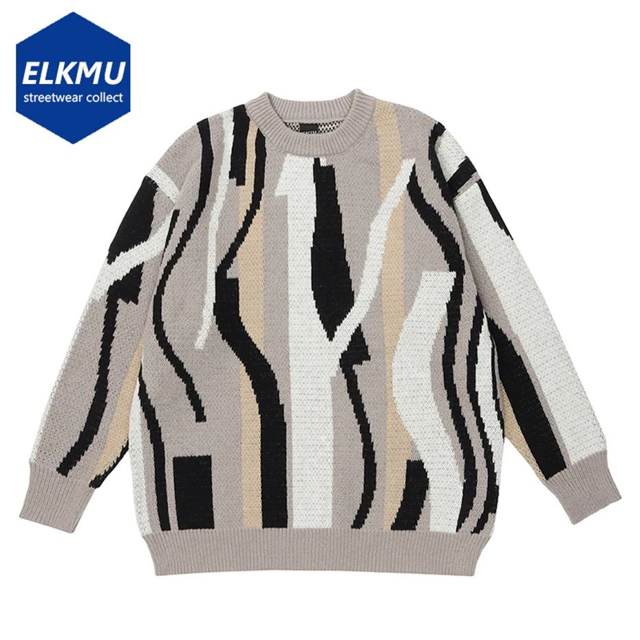 

Новинка 2022, мужские полосатые свитера в стиле Харадзюку, Безразмерные свитера в стиле хип-хоп, мужские вязаные джемперы