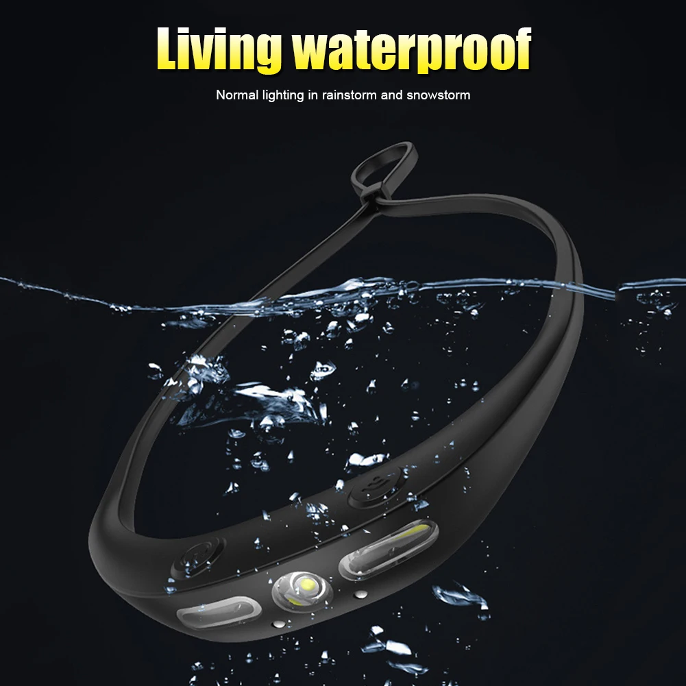 

Умный светодиодный фонарь с датчиком размахивания, Водонепроницаемый COB Головной фонарь XPG для активного отдыха, походов, приключений, рабо...