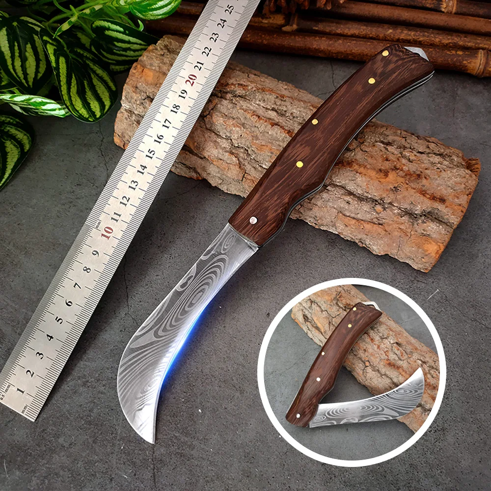 

Forged Fishing Hunting Knife Slicing Cutter Meat Chopping Cooking Tools High Carbon Steel Imitation Damascus Sanding Laser Knife