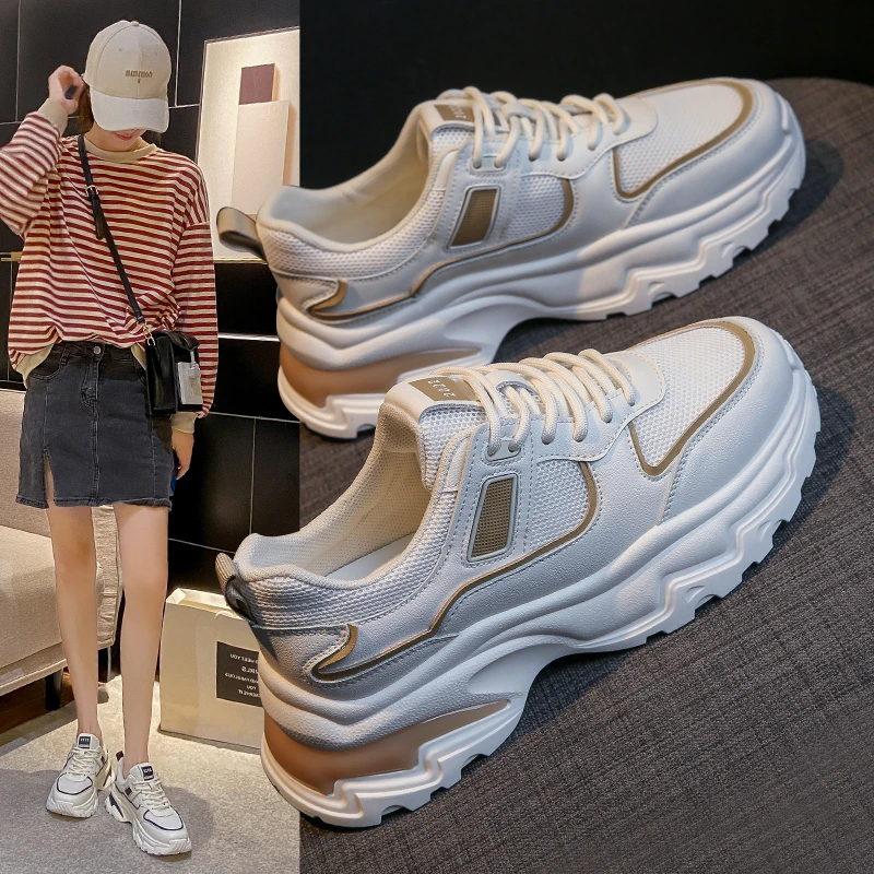 

Ladies Platform Sneakers Flat White Tennis Female Shoes For Woman 2022 Lightweight Autumn Waterproof Student Run Skateboard Shoe