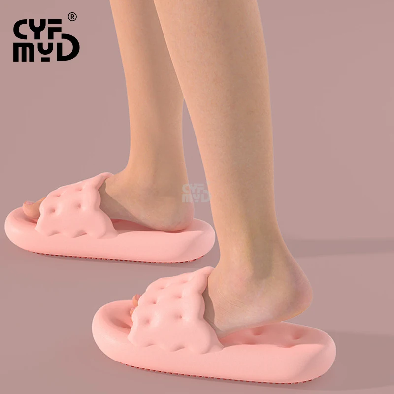 Platform Women's Home Slippers Cute Cookies Shoe for Woman Summer 2023 New EVA Slipper Wear-resistant Slide Non-slip Lightweight