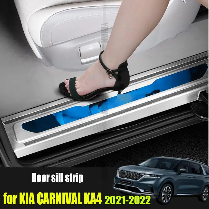 for Kia Carnival Sedona KA4 2021 2022 stainless steel door sill strip anti-skid protection decoration modification accessories
