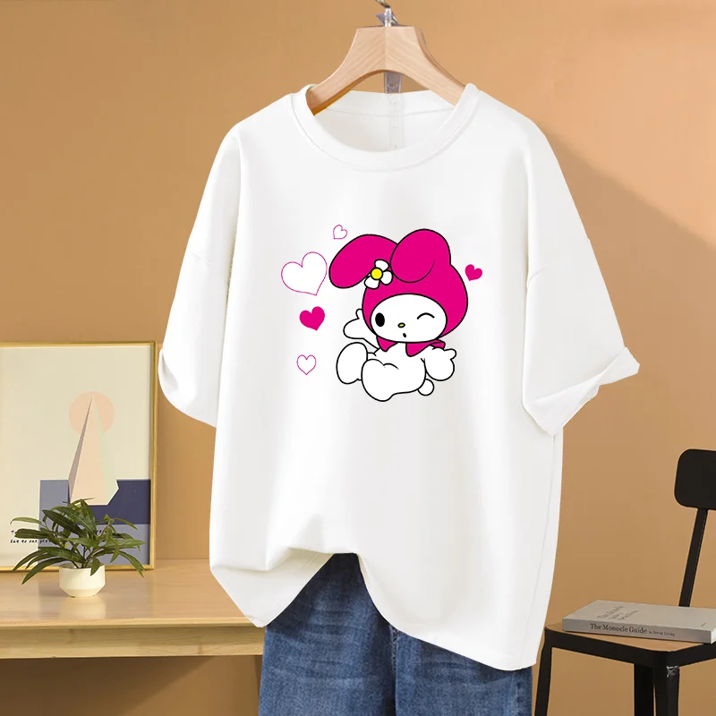 Sanrio Kawaii My Melody печатная Футболка уличная спортивная парная Студенческая футболка