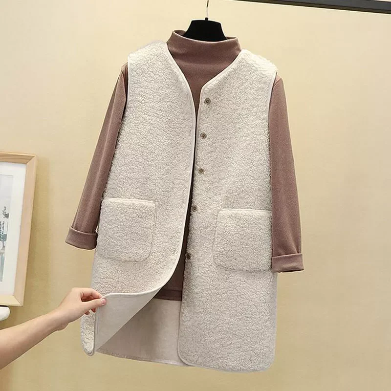 

2021 Autumn Long Vest Women Winter Thermal Waistcoat Warm Fleece Vest Female Sleeveless Jacket Ladies Vests For Women