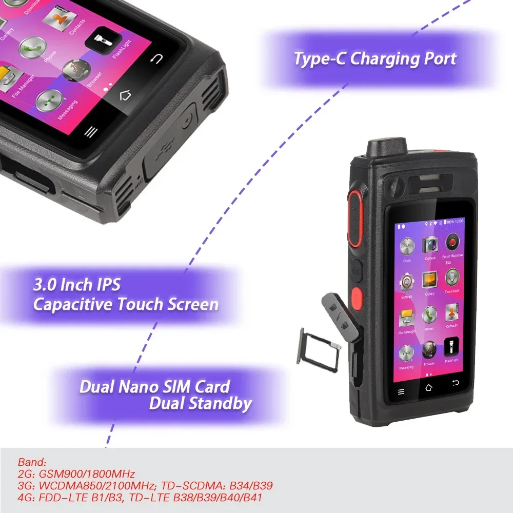 Фото UNIWA A19S противоударный смартфон IP68 водонепроницаемый 4G LTE четырехъядерный телефон рация POC Zello Android 6 мобильный телефон 4800 мАч №3