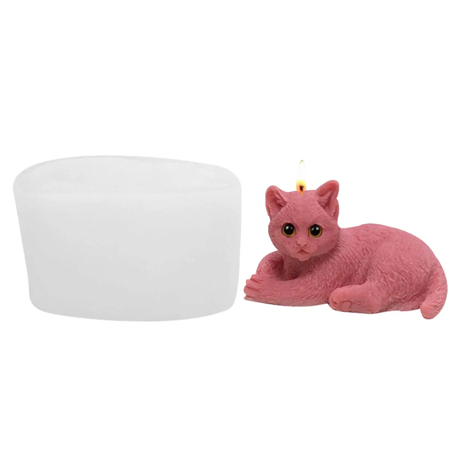 

3D Cat Silicone Candle Mold Handmade Candle Food-Grade Silicone Molds 3D Design Silicone Mould For Creating Beeswax Soap