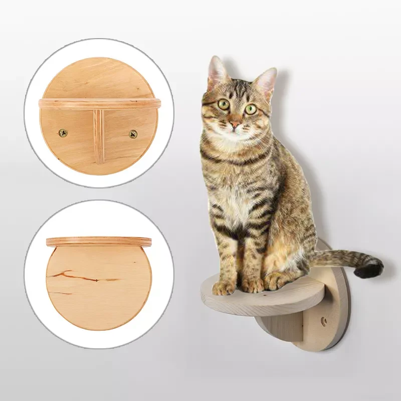 

2023NEW Household wall-mounted cat climbing frame solid wood wall-mounted cat jumping platform round cat stairs durable cat spri
