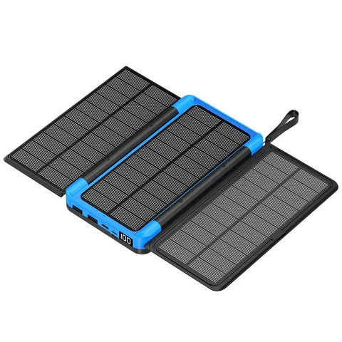 20000 мАч Solar Power Bank Qi Беспроводное зарядное устройство 3 Складной внешний аккумулятор на солнечной панели для iPhone 16 15 14 13 12 Huawei Xiaomi Poverbank