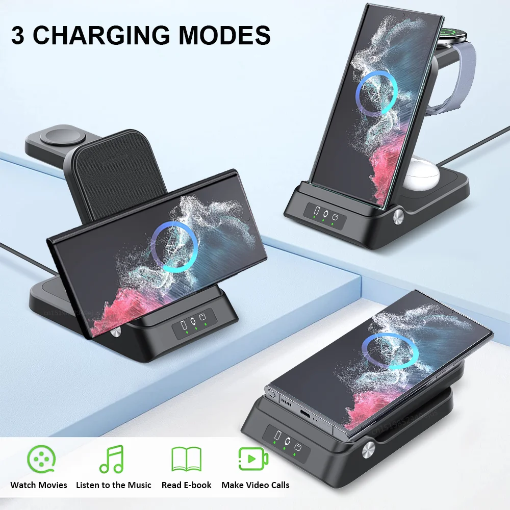 3 in 1 Wireless Charger For Samsung Galaxy Watch 4/5/5 Pro Fast Charging Station For Galaxy S23 S22 S21 Charger Stand Foldable images - 6