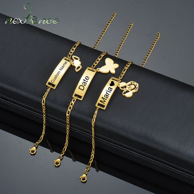 

Браслеты на заказ Nextvance с гравировкой имени даты из нержавеющей стали для браслетов младенцев браслеты на заказ для малышей детей женщин ювелирные изделия подарки