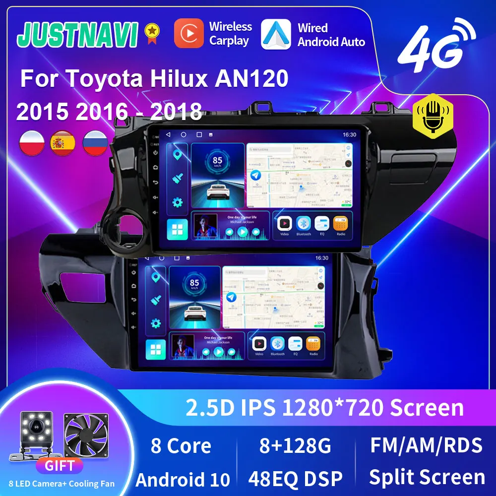 

8G 128G Android 10.0 Car Multimedia Radio Player For Toyota Hilux AN120 2015 2016 - 2018 GPS Stereo DSP Carplay Auto No 2din DVD