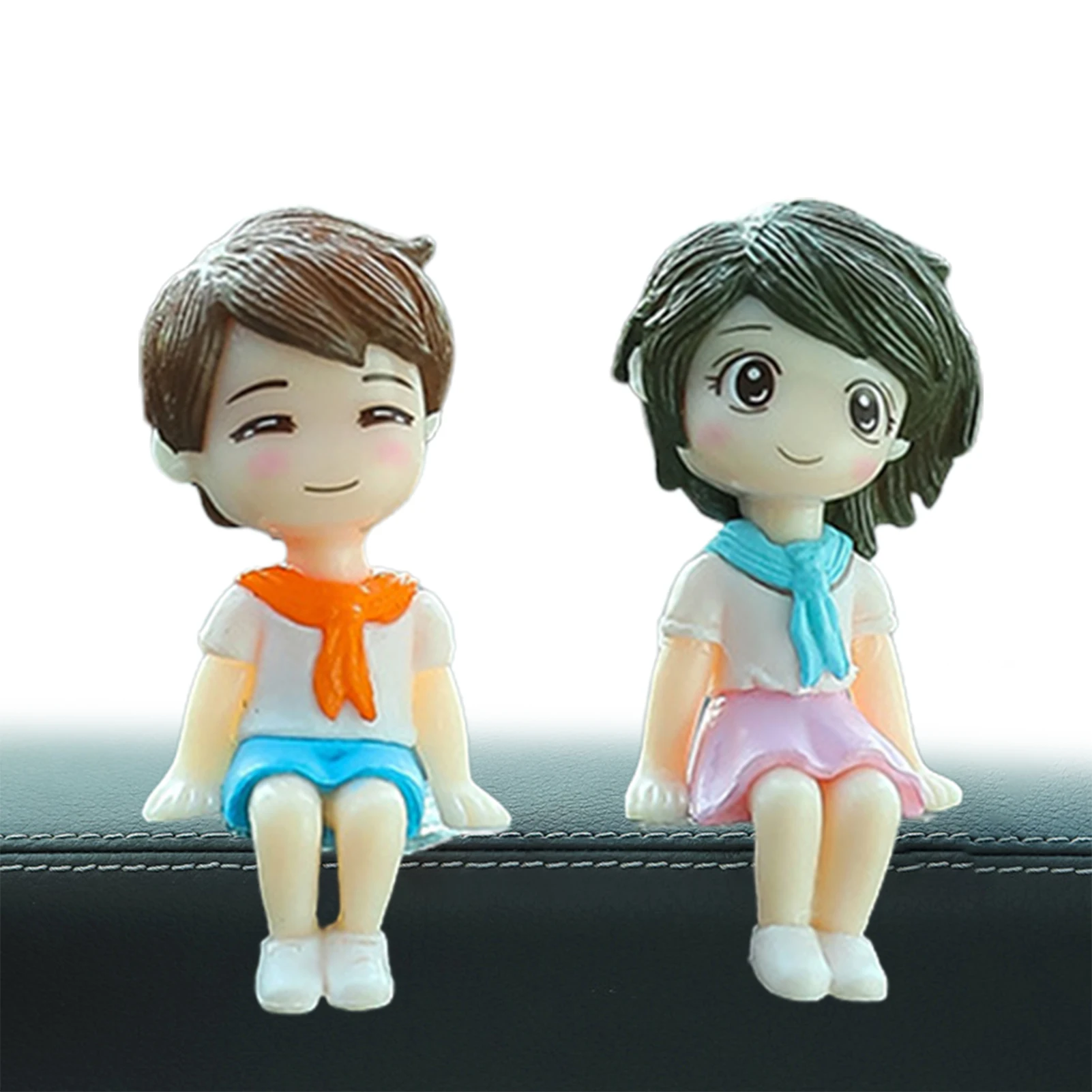 

Милые парные украшения для автомобиля, милые фигурки героев мультфильмов для пар, сидячие фигурки для мальчиков и девочек, украшение интерь...