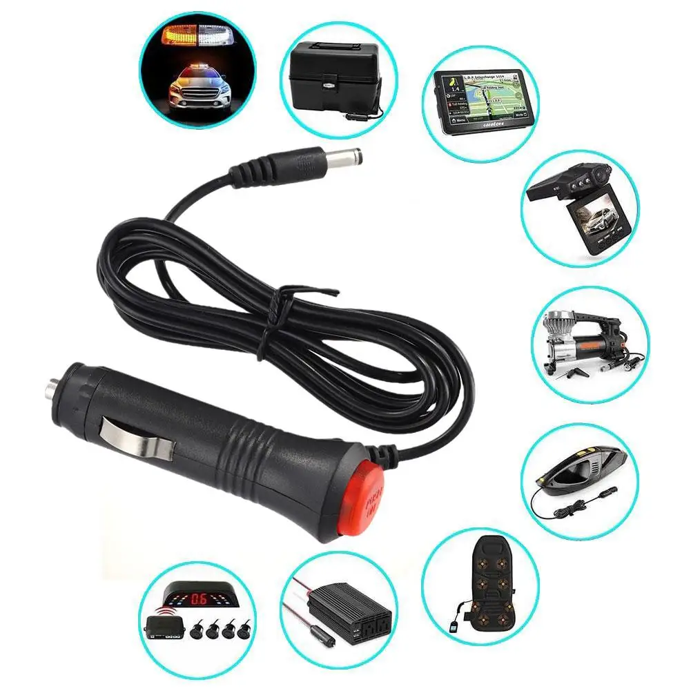 Portable 12V Car Cigarette lighter plug cable with DC 5.5mm*2.5mm male connector for car charger Extension Cable Socket Cor Q9E3
