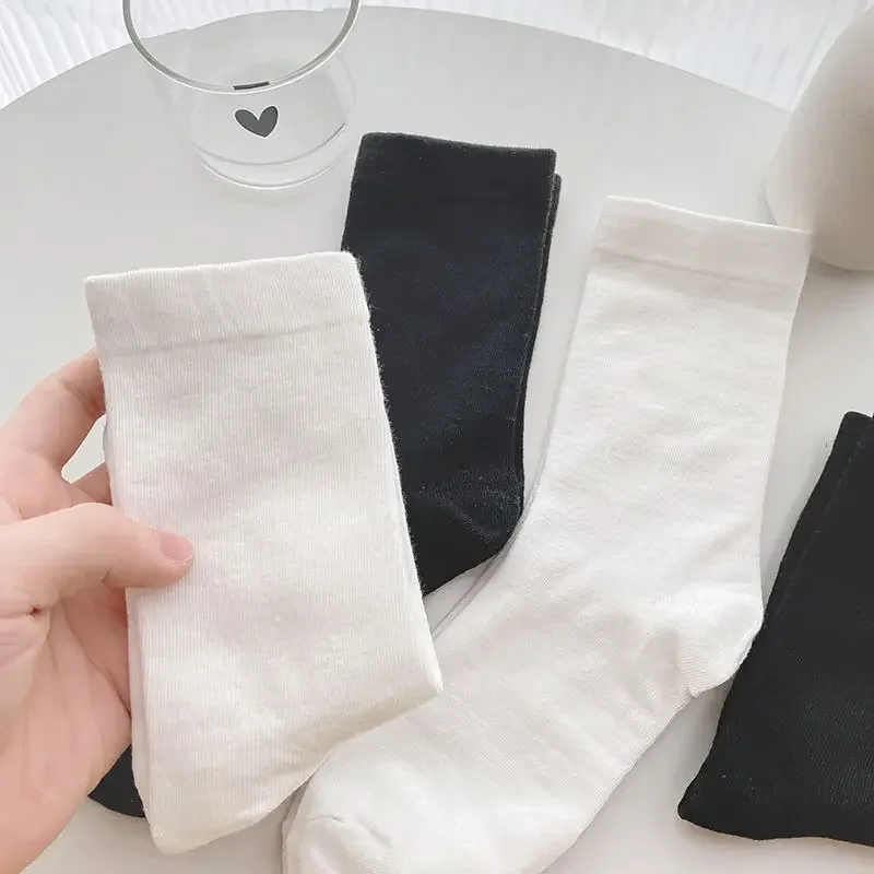Удобные Женские однотонные белые носки дышащие тонкие микро-носки до середины