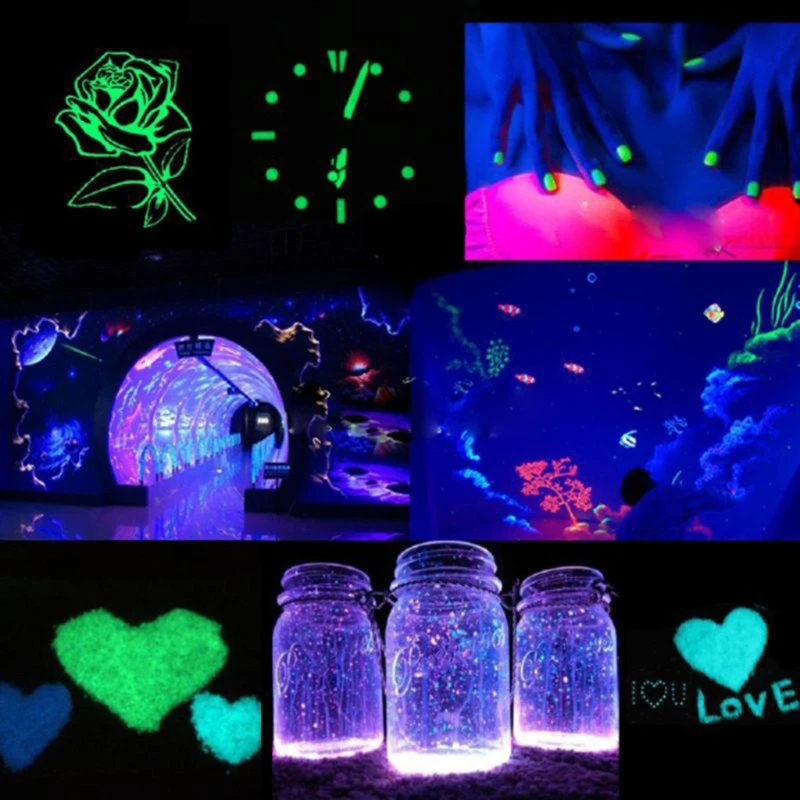 

Fluorescent Glitter Powder Neon Phosphor Ultrafine Luminous Pigment 3D Nail Art Glow Shining DIY Crafts Decorations