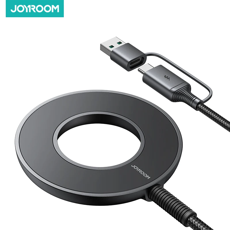 Фото Магнитное беспроводное зарядное устройство Joyroom, максимальная быстрая беспроводная зарядка 15 Вт, совместимая с iPhone 16 15, работает с зарядными устройствами USB-A и USB-C №1