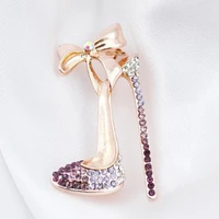 jewelry gift brooch rhinestone inlaid women pin high heel shoe corsage lapel