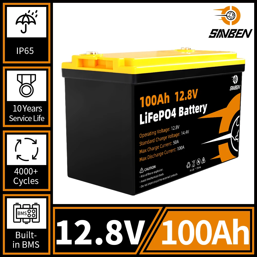 

New 12V 24V 100Ah 200Ah Lifepo4 Battery Lithium Iron Phosphate Rechargeable Battery Built-in BMS For Yacht RV EV Boats Golf Cart