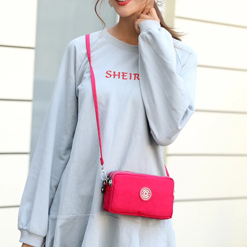 new trendy three layer women sports wallets crossbody mobile phone bag pouch messenger clutch bag coin purse outdoor handbag free global shipping