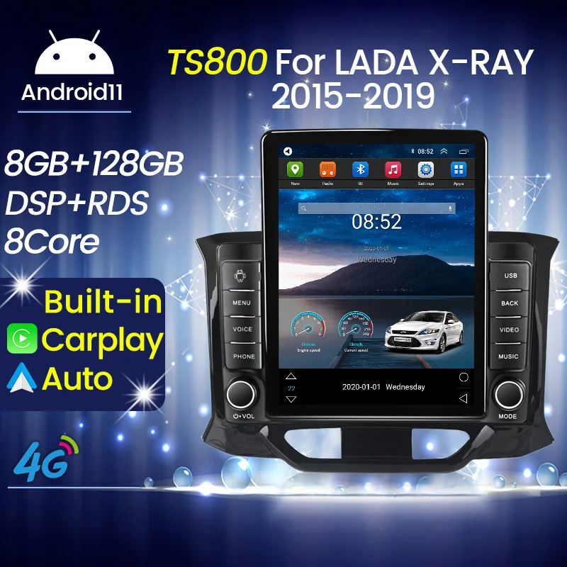 Автомобильный радиоприемник 8G 128G Android 11 для LADA X Ray Xray 2015 - 2019 мультимедийный плеер 2