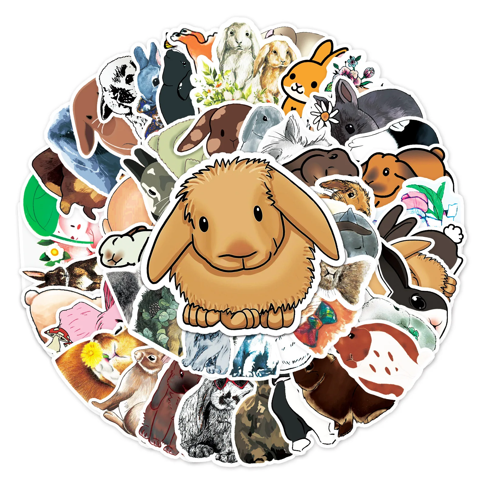 

10/30/50 Cute Rabbit Cartoon Personality DIY Doodle Stickers Luggage Skateboard Refrigerator Cell Phone Creative Stickers