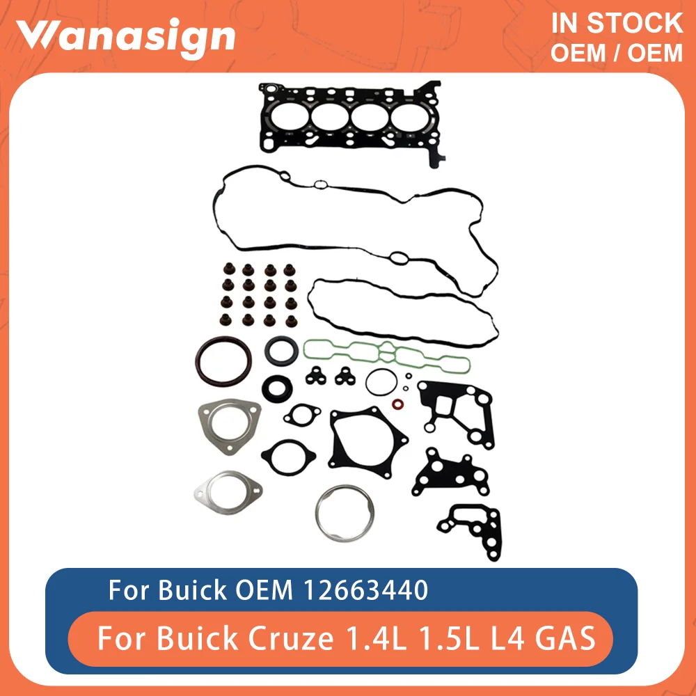 

Полный комплект прокладок двигателя подходит для Buick Encore Cruze Equinox Chevrolet GMC LE2 LYX 1.4L 1.5L 16v L4 GAS 16-22 12663440