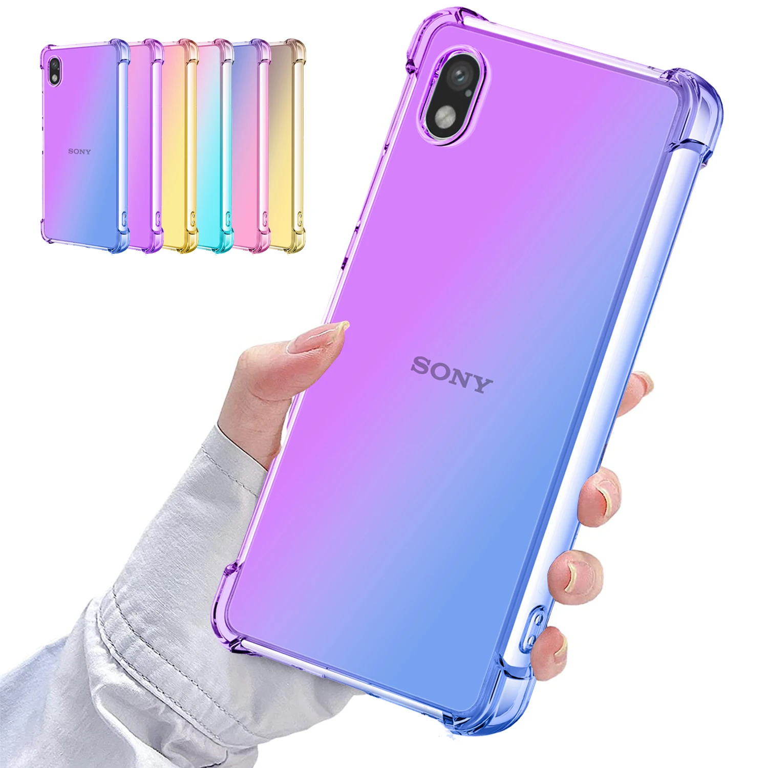 

Fashion Luxury Slim Soft Clear Color Gradient Bumper Protection Case For Sony Xperia 5 IV Ace III Xperia10 II Phone Cover Fundas