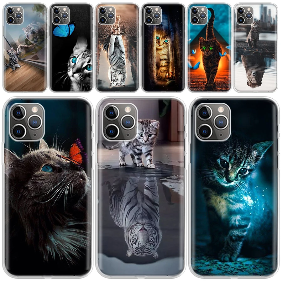 Cool Animal Big Cat Tiger Transparent Soft Phone Case for iPhone 14 13 12 11 Pro Max 7 Plus Apple XS XR X SE 8 6 + 6S 5 5S Mini