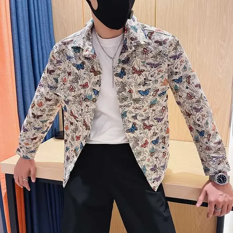 Мужская модная куртка цвета бабочки и цветка повседневный стиль элитная одежда