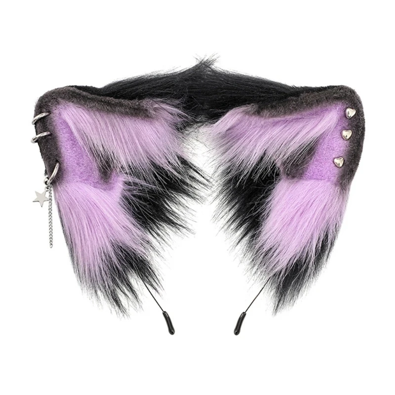 

Cat Ear Halloween Hair Hoop Woman Cosplay Headband with Mini Flower Decors drop shipping
