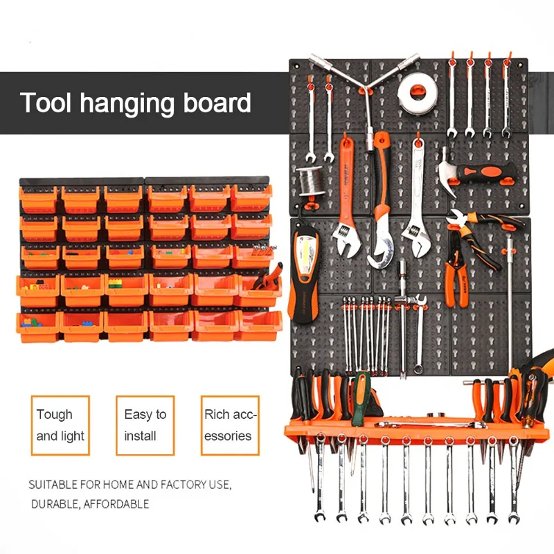 Wall-Mounted Hardware   Tool Hanging Board Parts Storage Box Garage Workshop Storage Rack Screw Wrench ClassificationTool Box enlarge
