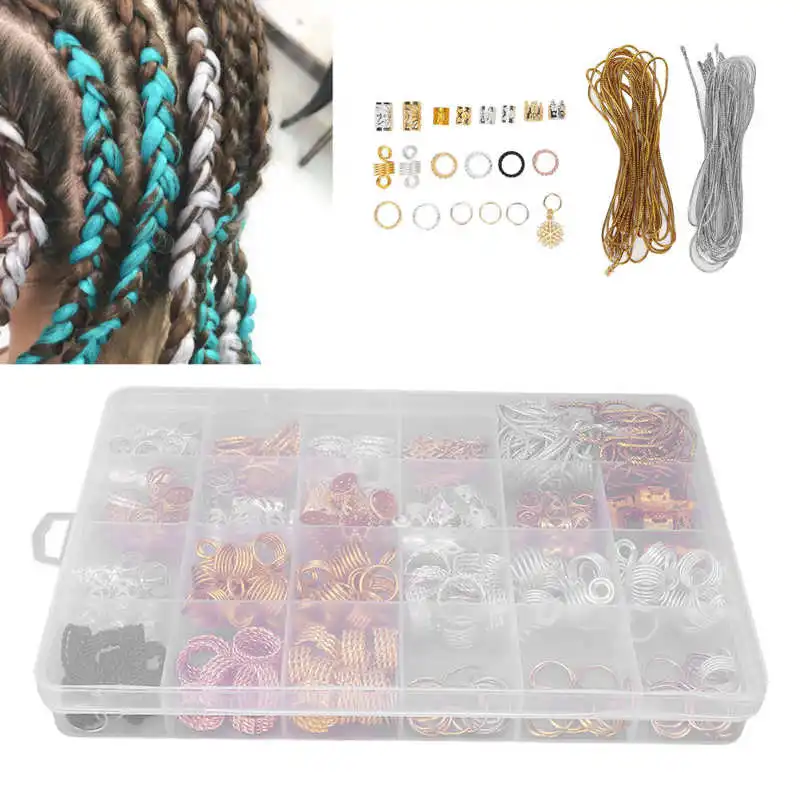 

259pcs Dreadlock Bead Ring Kit DIY Fashionable Hair Braid Ring Clips Hair Styling Tool Accessories Hair Dreadlock Decoration