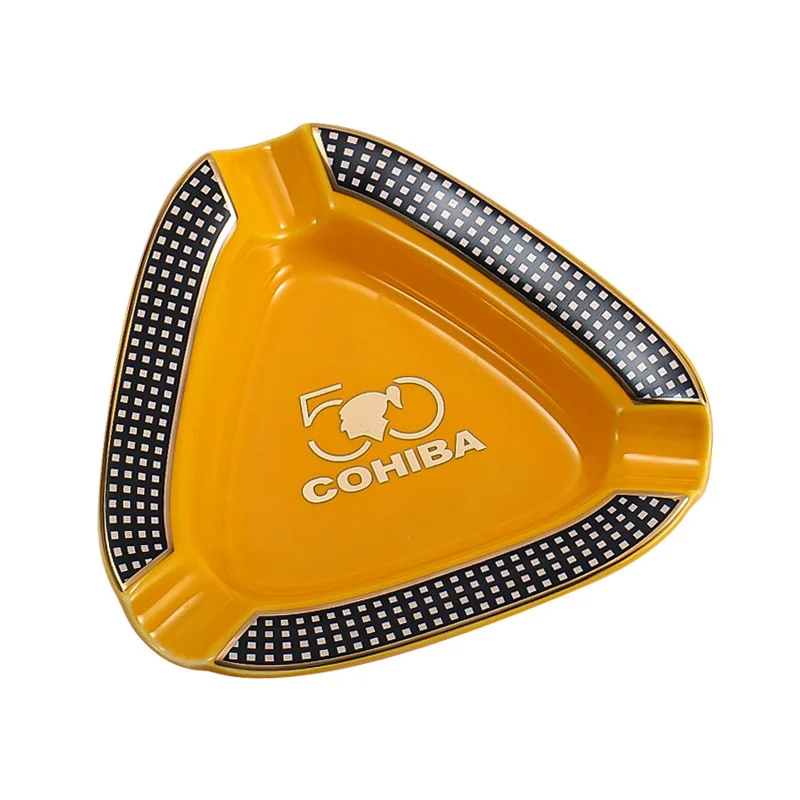 

Cohiba CIGAR ASHTRAY creative personality triangle portable three slot ceramic ashtray household ashtray