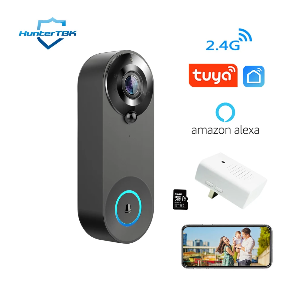 1080P Tuya Smart Video Doorbell Support Alexa WiFi Wireless Door Bell APP PIR Motion Detection Waterproof Home Camera Doorbell