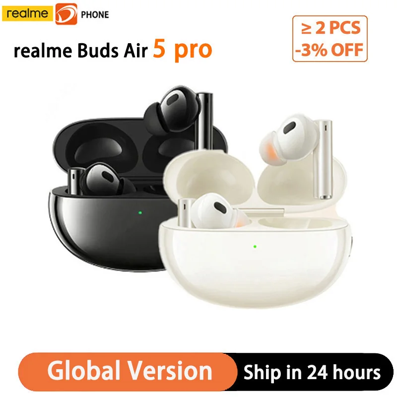 

Global Version realme Buds Air 5 Pro TWS Earphone 50dB Active Noise Cancelling LDAC Bluetooth 5.3 Wireless Headphone IPX5