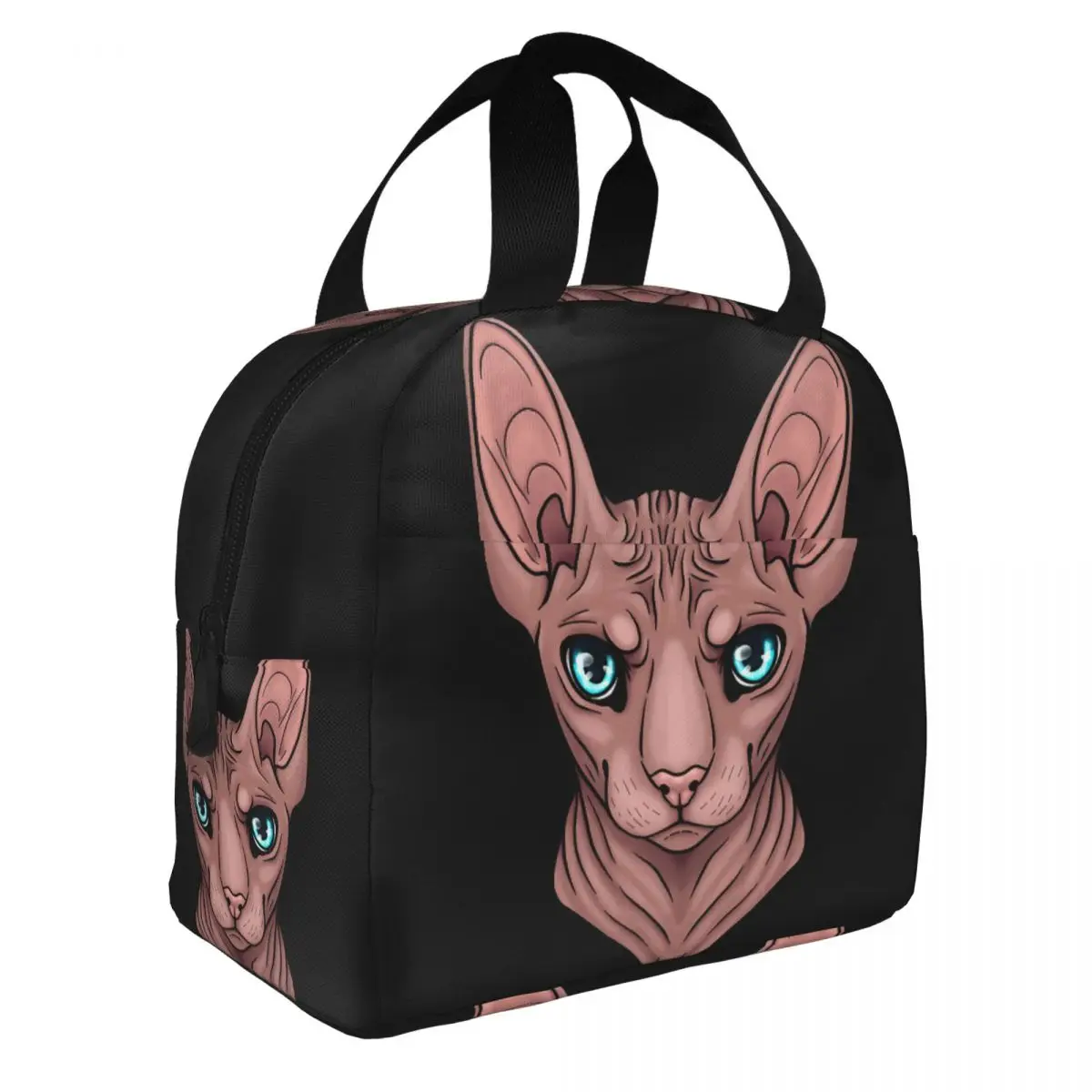 Sphynx Head Lunch Bento Bags Portable Aluminum Foil thickened Thermal Cloth Lunch Bag for Women Men Boy