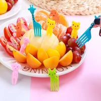 30pcs cute plastic fruit toothpick lovely cartoon forks bento decorative tableware food picks dessert fruit fork