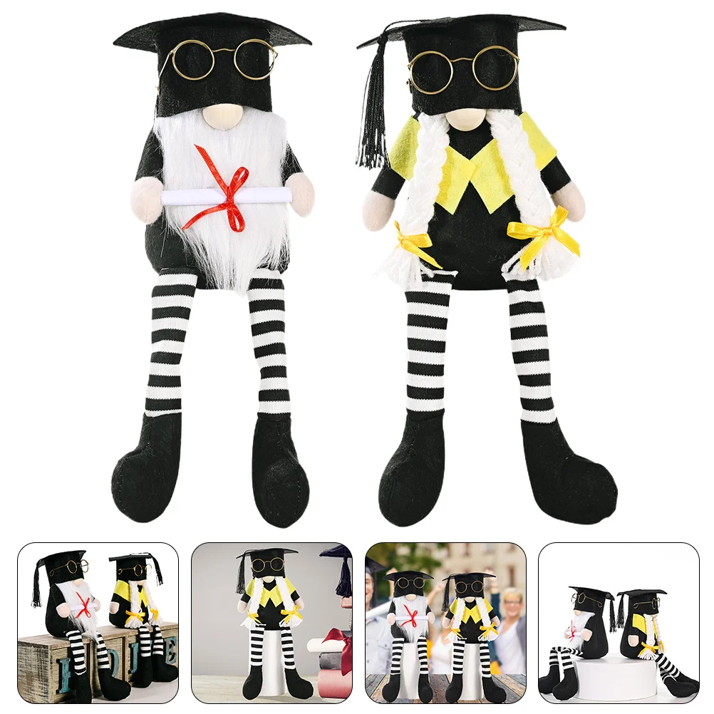 

2 Pcs Rudolph Hanging Legs Cloth Gnome Adornment Lovely Decor Desk Top Bidoof Plush Desktop Ornaments Graduation Toy