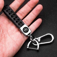 cute metal leather lanyard keychain men women buckle car styling key rings jewelry gift for opel astra h j insignia corsa d g mo